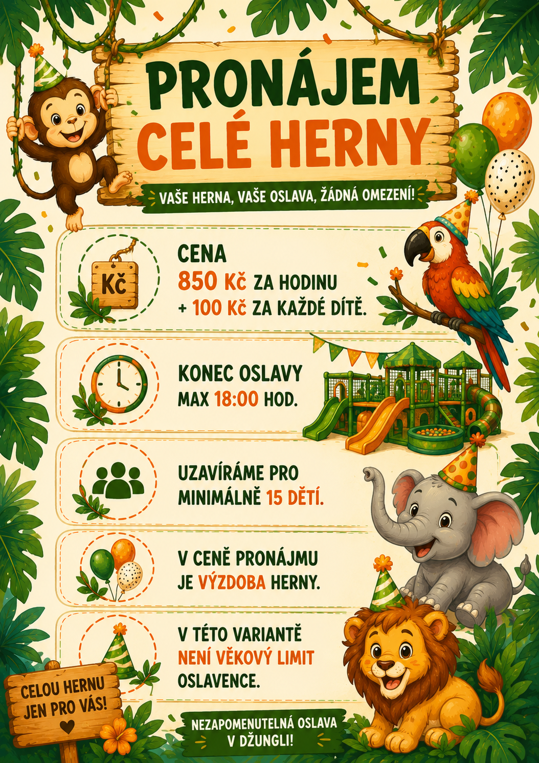 Pronájem celé herny